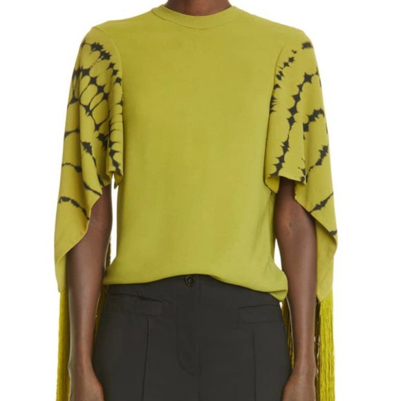 NWT- Proenza Shouler Tie-dye Fringe-sleeve Top In Chartreuse Multi - Picture 3 of 10